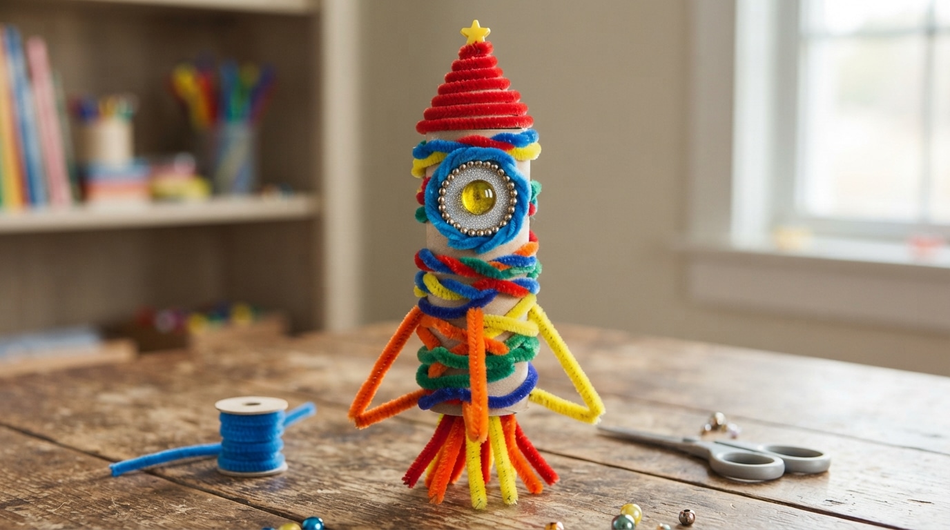 Pipe cleaner rocket ship