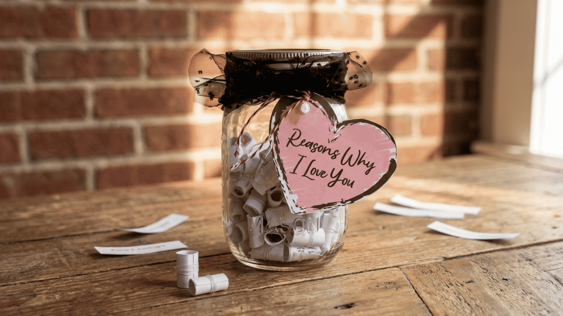 reasons i love you jar filled with colorful handwritten notes and tied with ribbon for a grandparents day gift