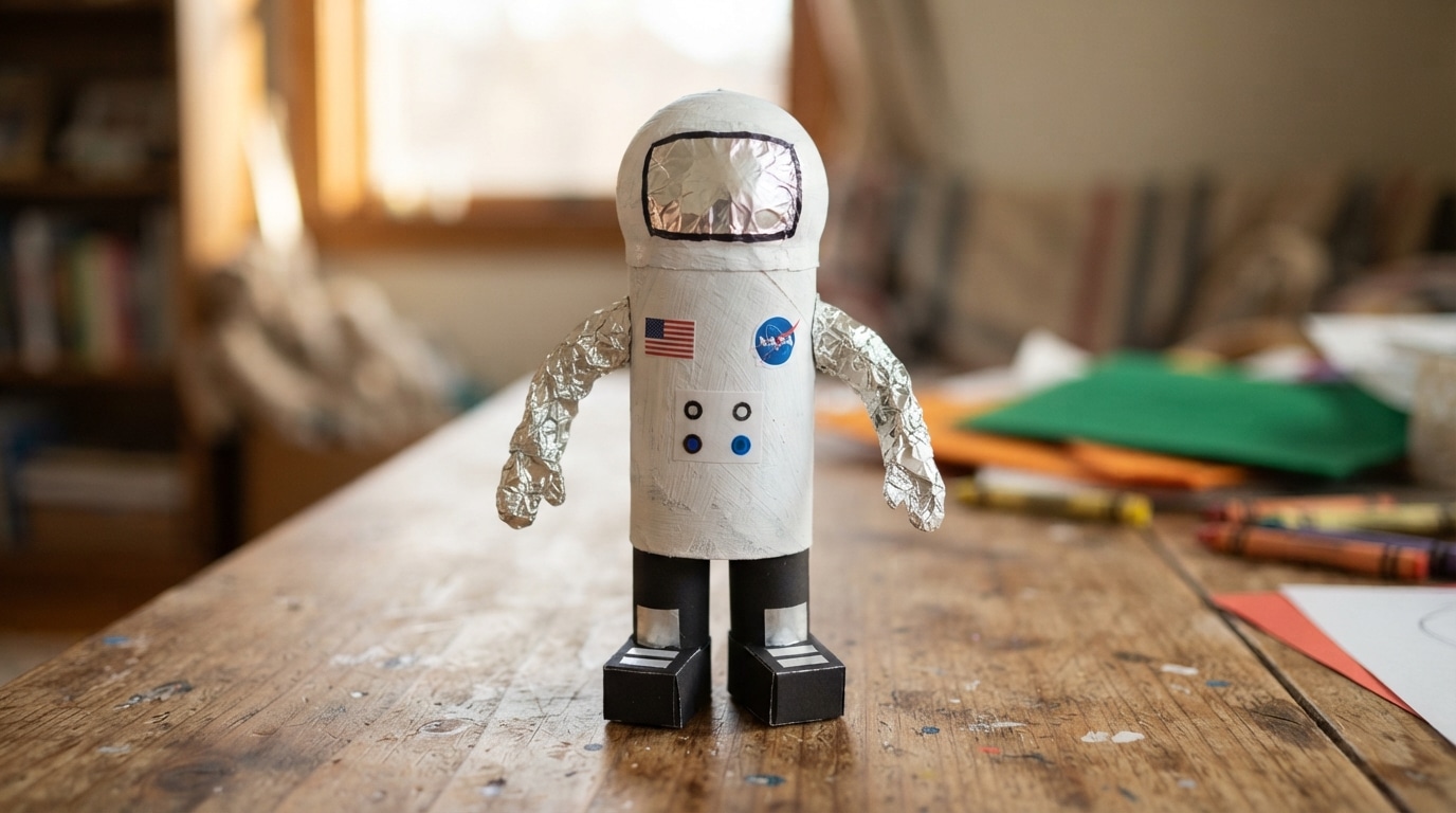 Toilet paper astronaut kid craft