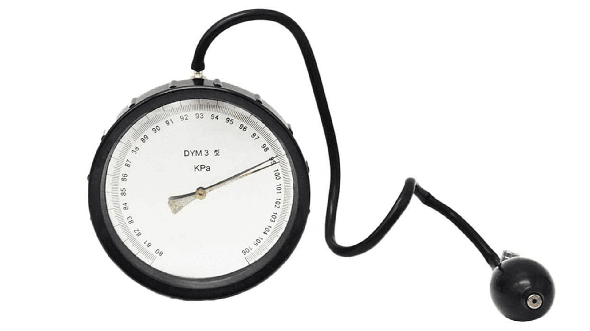 aneroid barometer with dial gauge and rubber bulb attachment